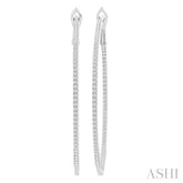 3/4 ctw Inside & Outside Round Cut Diamond Hoop Earring in 14K White Gold